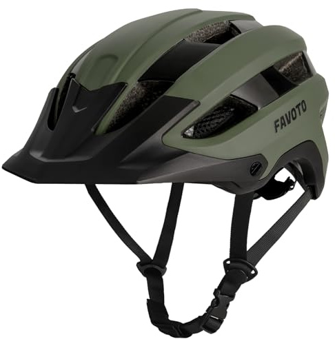 Favoto Radhelm Fahrradhelm Damen Herren - Dreischalenstruktur 14 Belüftungsöffnungen Abnehmbares Innenfutter Visier Verstellbar Kopfband L(59-61cm)