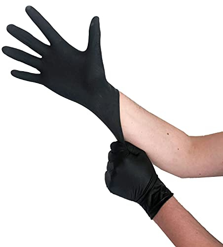 Einweghandschuhe Schwarz Latex, Einmalhandschuhe S, 100 Stück, puderfrei, Handschuhe Einweg, Latexhandschuhe Schwarz, in Größe S, M, L & XL verfügbar