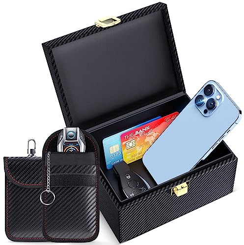 lanpard Keyless Go Schutz Autoschlüssel Box, Extra Groß Faraday Box & Faradayschutzhülle (2 Stk) für Sicheren Schutz, Keyless Go Schutz von Handy, Kreditkarte und Autoschlüssel