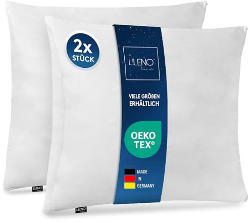 LILENO HOME Microfaser Kissen 80x80 cm Premium (850g Füllung) [2er Set] bis 95 Grad waschbar - Kopfkissen 80x80 cm als Kissen-Füllung für Bett oder als Dekokissen