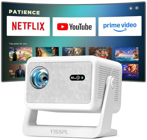 Smart Mini Beamer[Netflix Offiziell ＆ Autofokus / 6D Trapezkorrektur ] 27000L WiFi6 Bluetooth Beamer Klein Full HD 1080P, VISSPL Unterstützt 4K Video Projector,Handy Projektor für Heimkino/Outdoor