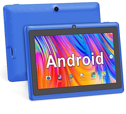 Haehne 7 Zoll Tablet PC, Android 5.0, A33 Quad Core, 1GB RAM 8GB ROM, Dual Kameras, WiFi, Bluetooth, für Erwachsener Kinder, Blau