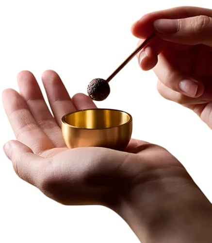 Set von Mini-Tibetklangschalen mit tibetischer Klangschale, Klöppel und Kissen, handgefertigte tragbare Klangschale für Meditation, Stressabbau, Yoga-Geschenk
