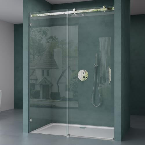 Mai & Mai Duschtür Nischentür dusche Duschkabine Schiebetür 120x195cm | Duschtrennwand Duschabtrennung 8mm ESG in Klarglas mit NANO 4-Punktbefestigung Teramo04-2