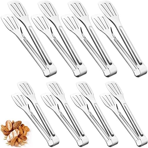 Qixuer Zange Küche,Edelstahl Kochzange 8 Stück Hitzebeständige Grillbesteck Zange Grillzangen BBQ Clip Mehrzweckzange für Barbecue Salat Backen Servieren Buffet Ofen Brot(2 Größen)