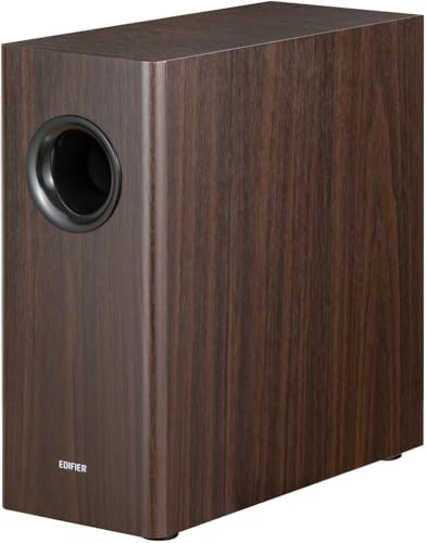 Edifier T5s AKTIV-SUBWOOFER – 8-Zoll-Tieftöner – 70 Watt – Low-Pass-Filter – Frequenz bis 35Hz – MDF-Gehäuse für reduzierte Resonanz – Standby – Cinch-Anschlüsse – Zeitloses Design