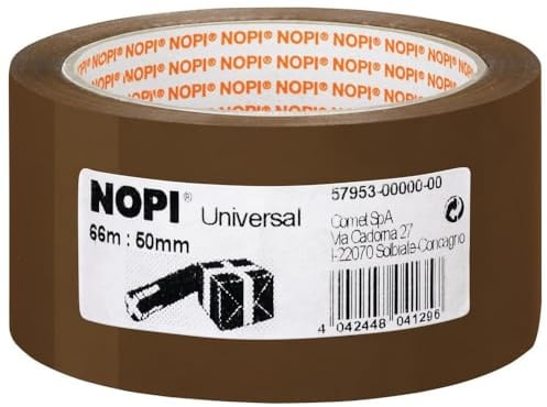 tesa NOPI Packband - vielseitiges Verpackungsband aus Polypropylen, geräuscharm abrollbar - lösungsmittelfrei und abriebfest - 66 m x 50 mm - braun