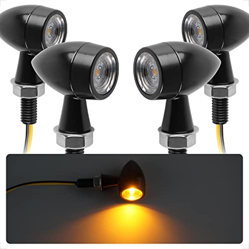 evermotor Universal 12V 4 Stück E24 Mini Motorrad LED Blinker Bullet Zinklegierung im Feinguss IP67 Wasserdicht E geprüft
