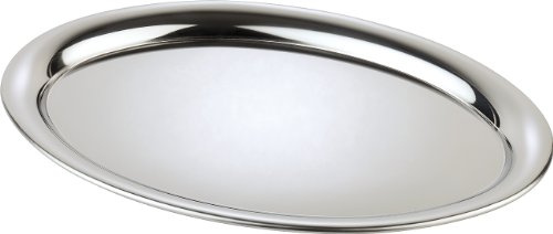APS 30115 Serviertablett „Kaffeehaus“, klassisches Wiener Kaffeehaus Tablett, Edelstahl Tablett, hochglanzpoliert, oval, Rand eingerollt, 14.5 x 20 cm, 0.5 cm Höhe