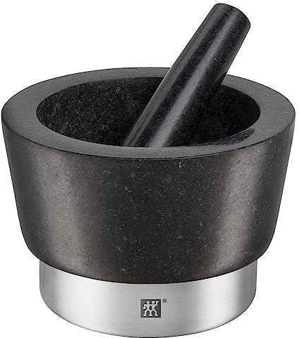 ZWILLING Spices, Mörser mit Stößel aus Granit, rund Ø 11 cm, Schwarz-Silber