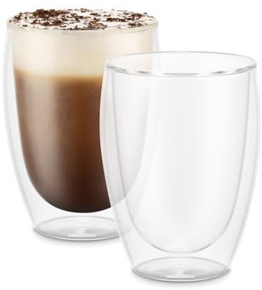 Bodum PAVINA Doppelwandige Gläser 2 Stück – 350ml Latte Tassen – Spülmaschinenfest – Borosilikatglas – Thermogläser