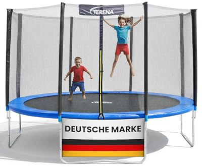 Terena Trampolin Outdoor 430 cm mit Sicherheitsnetz – Trampolin Kinder – Hochwertiges 14ft Gartentrampolin belastbar bis 150 kg – Trampoline UV-beständig – Trampoline Outdoor Ø 430 cm