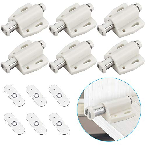 KBNIAN 6 Stück Magnet Drucktüröffner Magnetschnäpper Möbel Federschnäpper Magnetverschluss Push to Open Magnet Druckschnäpper für Schranktüren, Bücherschränken, Schubladen (Beige)