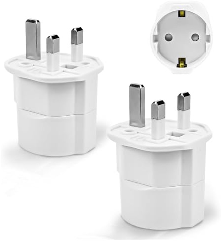 2 Stück Reiseadapter UK Adapter England Deutschland Stecker, Reisestecker Typ G Steckdose, Travel Adapter UK, Steckdosenadapter England für EU zu England/Schottland/Irland/Dubai/Maldives