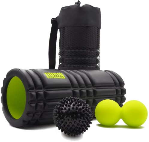 KALAHARI Faszienrolle Set, 3 Stück und E-Book Übungen auf Deutsch - Foam Roller, Duoball, Igelball zur Selbstmassage und Faszientraining, Fitness Rolle Rücken, Wirbelsäule, Oberschenkel, Beine, Nacken