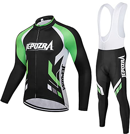 Radsport-Bekleidung für Herren Fahrrad Bekleidungsset Rennrad Trikot Radtrikot Lange Ärmel mtb und Fahrradhose Atmungsaktiv Gel Sitzpolster