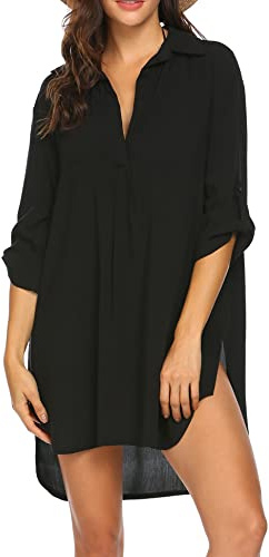 UNibelle Strandkleid Damen Sommer Bikini Cover Up Strandponcho Bademode Strand Vertuschen Shirt Sommerkleid