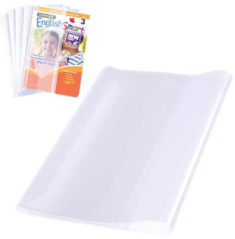 JOOTUEPO 10 Stück Buchumschläge Transparent 6K, 19.5x 26cm Bucheinschlagfolie Einstellbar Buchschoner, Wiederverwendbare und verstellbare Buchumschläge aus Kunststoff für das Home Office der Schule