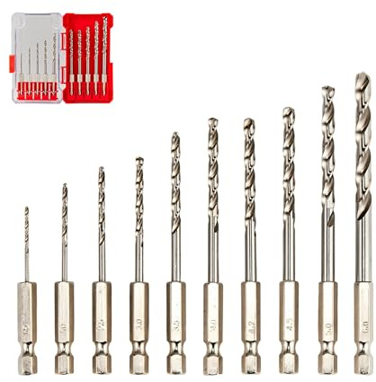 ITEMPESTI HSS Bohrer Set M35 Kobalt (1,5-6,0mm/10-tlg) für Edelstahl, Hartmetalle & Stahl - Robuste Metallbohrer mit Sechskantschaft in Aufbewahrungsbox