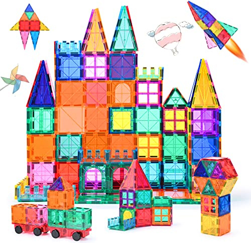 Katiago Magnetische Bausteine 100Pcs für Kinder ab 3+ Jahre Starke Magnet Montessori Spielzeug Kinder STEM-Lernspielzeug-Geschenk zur Förderung der Kreativität für Jungen Mädchen (100 pcs)