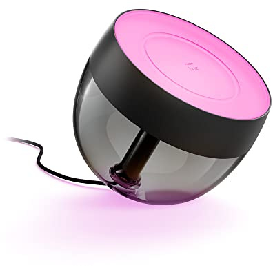 Philips Hue White & Color Ambiance Iris Tischleuchte (570 lm), dimmbare Tischleuchte für das Hue Lichtsystem mit 16 Mio. Farben, smarte Lichtsteuerung über Sprache oder App, schwarz