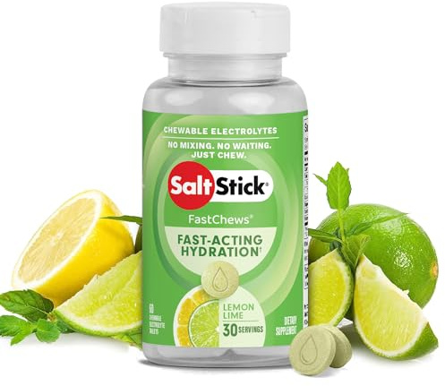 SaltStick Fastchews Lemon 60 Elektrolyt-Kautabletten mit Salz, Mineralstoffen (Natrium, Kalium, Calcium, Magnesium) und Kohlenhydraten, 99 g BOTTLELL03-2060 0