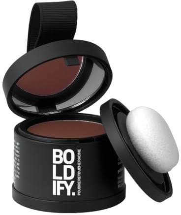 BOLDIFY Ansatzpuder 4g - Haar Concealer zur Haarverdichtung für Frauen und Männer, Grauabdeckung für 24h, wasserfestes Haar Make-up zum Ansatz kaschieren (Kupferbraun)