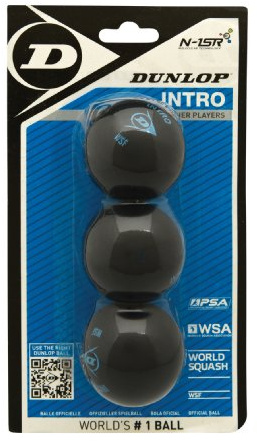 Dunlop Squashbälle Intro Blau, 3 Stück im Blister, für Einsteiger und Hobbyspieler – Speed schnell