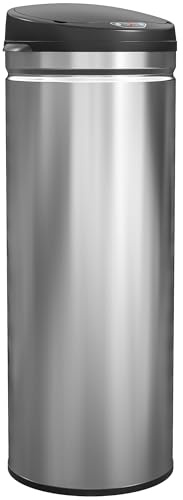 HOMCOM Mülleimer mit Sensor 50L Edelstahl Automatischer Leiser Mülleimer mit Soft-Close-Deckel, Bewegungssensor, Fingerabdruckresistente Abfalleimer für Büro, Schlafzimmer, Küchen Silber