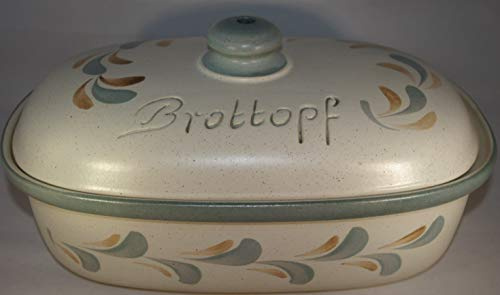 Töpferei Seifert Brottopf Schilf | Brotkasten | Brotbox | Brotdose | Brotbehälter | Steinzeug | LxBxH: 30x21x16 cm