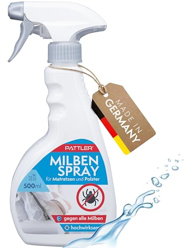 PATTLER® Milbenspray für Matratzen - 500ml. Anti Milben Spray Schonend & Giftfrei für Bettwäsche & Polster optimier. Kinder- & Tierfreundlich mit Langzeitschutz, nach PT19 Klassifizierung.