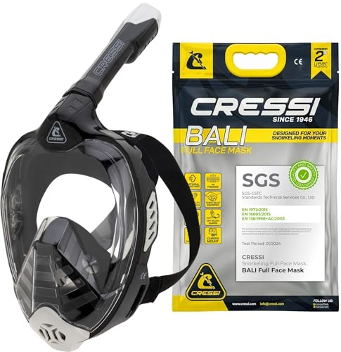 Cressi Bali Vollgesichts-Schnorchelmaske - Schnorchelset für Erwachsene - CO2 Sicher, Klare Sicht, Trockenventil Taucherbrille - 100% Silikon-Passform - Tauchermaske - L-XL