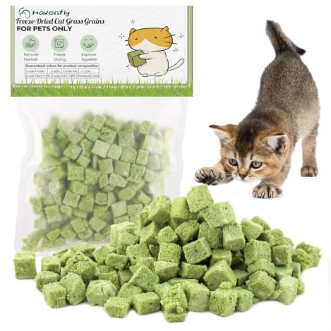 Katzengras Snack, 60g Katzengras Sticks Gefriergetrocknet Snacks für Katzen für die Zahnpflege und Haarknäuel Entfernen, Katzenminze