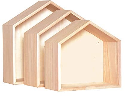 Artemio Holzhaus Böden, Beige, 3 Stück, 30x10x30 cm; 27x26,5x10 cm; 24x22,5x10 cm.