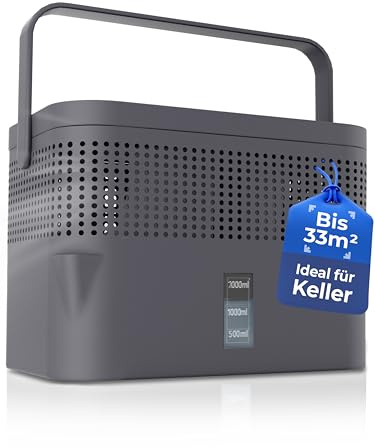 BonAura® Luftentfeuchter ohne Strom - Raumentfeuchter für Keller, Bad uvm. - 980g Luftentfeuchter Nachfüllpack inklusive - Entfeuchter und Luftentfeuchter Granulat im Set - Schutz vor Schimmel