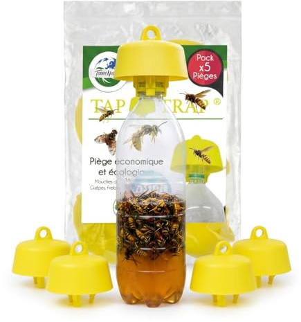 Terra Nostra Wespenfalle Hornissen, Fruchtfliegen, Olivenfliegen – 5 Stück Sparpack mit Köderrezepten enthalten