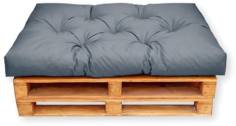 4L Textil Palettenkissen waschbar Palettenauflagen Outdoor Europaletten Sitzkissen Rückenlehne Seitenkissen wetterfest (Sitzkissen 120x60 cm, Dunkelgrau Uv-beständig)