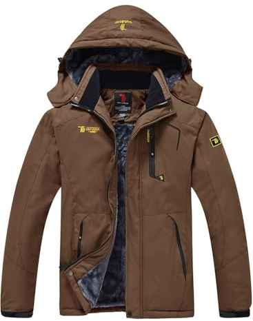 YSENTO Herren Skijacke Winterjacke Softshelljack Wasserdicht Warm Gefüttert Outdoor Funktionsjacke mit Abnehmbarer Kapuze