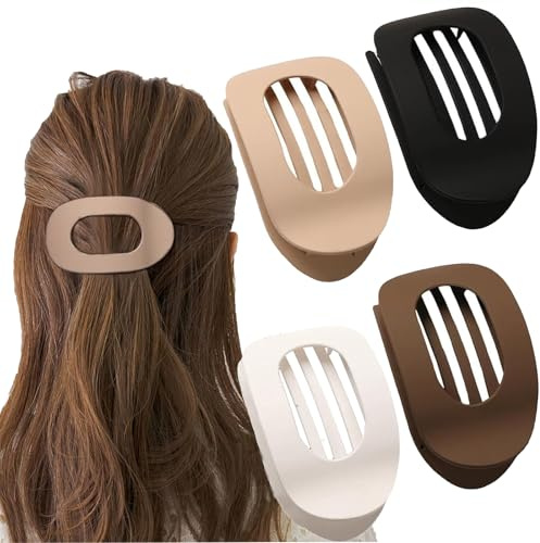 4 stücke Entenschnabel Haarspange,Einfach Elegante Frauen Haarspange | Neu Hair Clips,Flach Sicherer Halt Innenzähne Haar Krallen Haarklammer für Mädchen Frauen Dickes Dünnes Haar