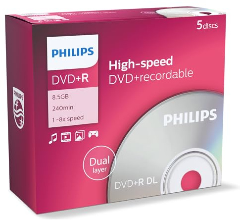 Philips DVD+R DoubleLayer 8.5GB 8x Rohlinge 5er Pack Jewelcase