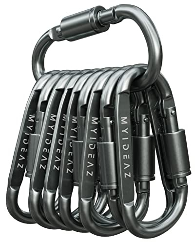 Karabiner mit Schraubverschluss, 10er Set 80mm große Karabinerhaken aus hochwertigem Premium Alu für Camping, Wandern …