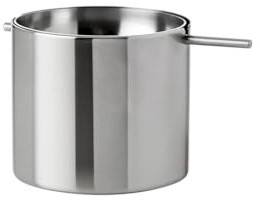 Stelton Arne Jacobsen Kipp-Aschenbecher - Cylinda-Line - Minimalistisches Skandinavisches Design - Edelstahl, 8 cm Höhe,
