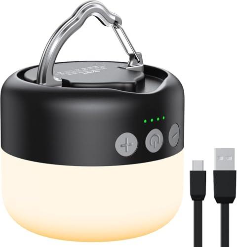 LED Campinglampe, Wiederaufladbar akku Camping Laterne, hängende LED Lampe, Stufenlos Dimmbare, Magnetisches Saug lamp, Mini Laterne für Notfall, Hurricane, Outdoor, Stromausfall, Wandern