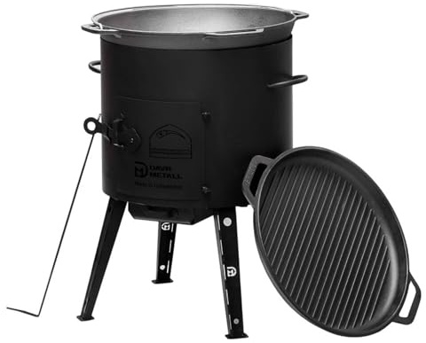 Ø40 Uchag 2mm Stahl 15L Gusseisen Kazan Deckel-Grillpfanne Feuerstelle | Utschag Utschak Campingofen Kasan Feuerstelle Feldküche Außenküche