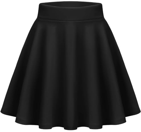 Zeagoo Damen Mini Rock Sommer Kurz Skater Rock Basic Solid Dehnbaren Skater Mini Rock Schwarz S