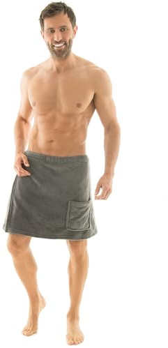 CelinaTex Malaga Saunakilt Herren S/M grau Mikrofaser Sauna Kilt Coral Fleece Saunamantel Saunatuch