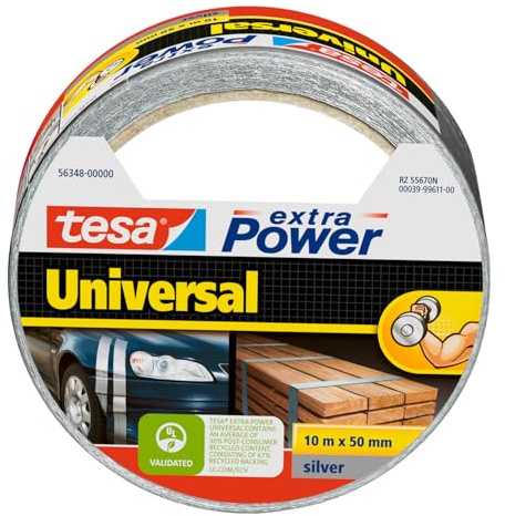 tesa extra Power Universal Gewebeband - Gewebeverstärktes Ductape zum Reparieren, Befestigen, Bündeln, Verstärken oder Abdichten - Grau - 10 m x 50 mm