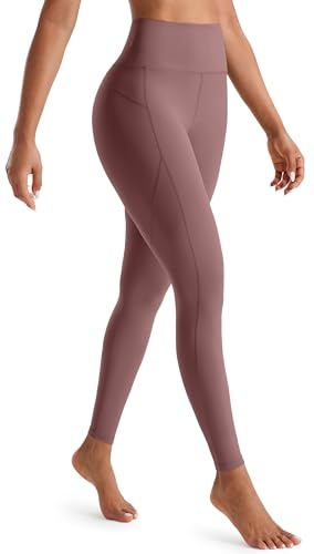 JOYSPELS Sportleggins Damen Lang, Sport Leggings Damen Yogahose Laufhose, Braunrot, M