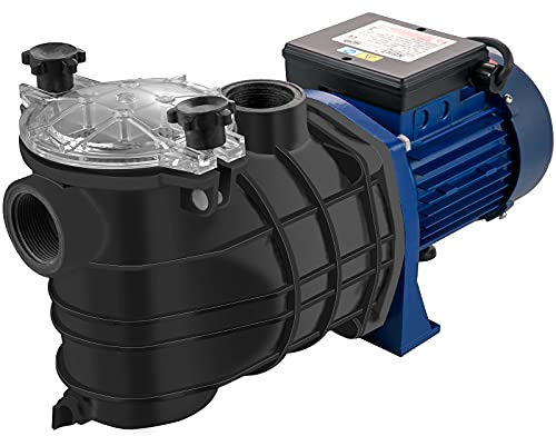 VEVOR Poolpumpe Filtration 15000 l/h, 1 HP Pumpe Zirkulation Wasser mit herausnehmbarem Filterkorb, Filterpumpe 750 W, Hubhöhe max. 14,5 m, für Schwimmbäder, Spas, Thermalquellen