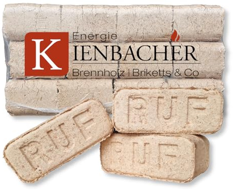 Energie Kienbacher® RUF Holzbriketts 40 kg im Paket TOP Hartholzbriketts aus Buche/Eiche Kamin Ofen Heizen Holz Gluthalter Brennholz Ofenbriketts Kaminbriketts Premium Öko Holzbriketts (4 x 10 kg)